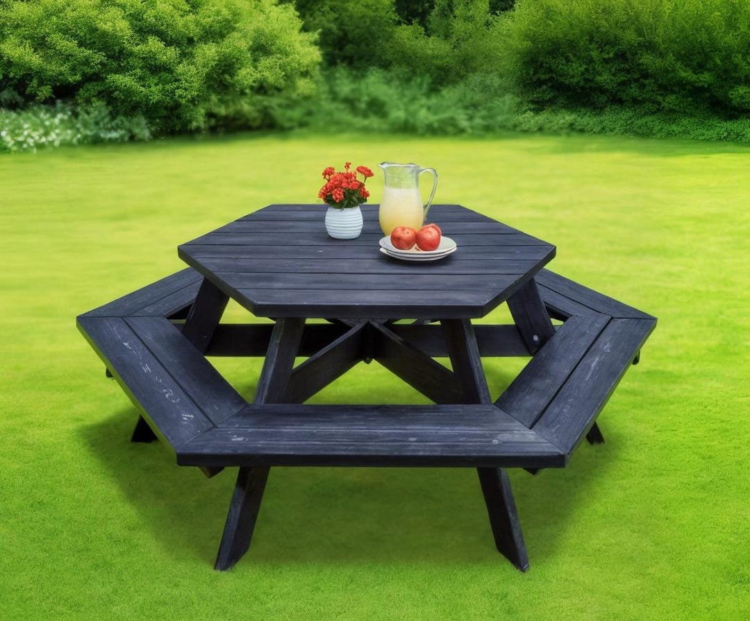 Hexagon Picnic Table DIY Plans: Outdoor Garden Table (PDF Download ...