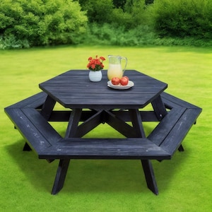 Hexagon Picnic Table DIY Plans: Outdoor Garden Table (PDF Download)
