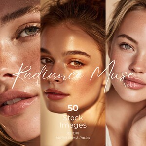 Natural Beauty Stock Photo Bundle: 50 Glowy Skincare & Makeup Images for Marketing (High-Resolution JPG) image 1