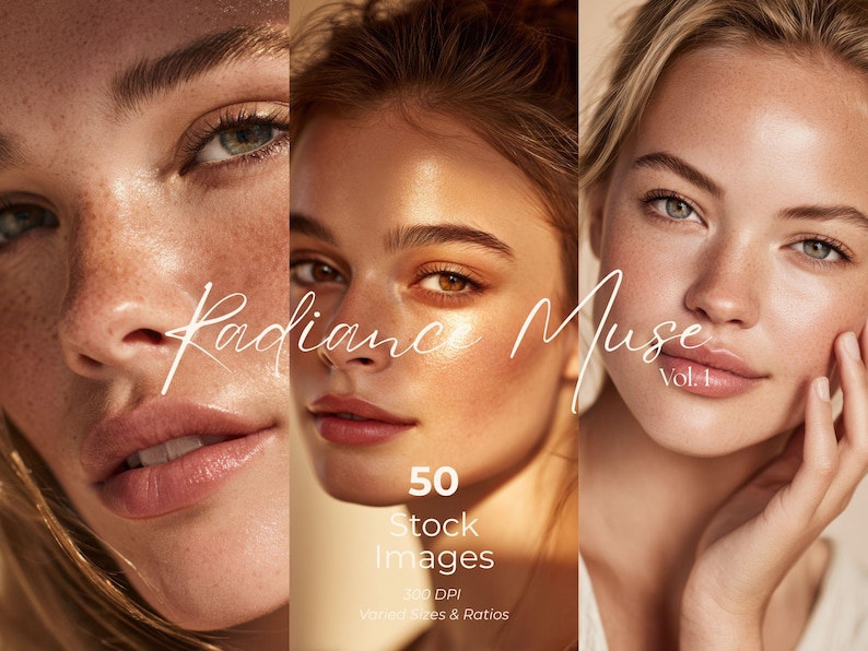 Natural Beauty Stock Photo Bundle: 50 Glowy Skincare & Makeup Images for Marketing (High-Resolution JPG) image 1