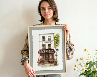 Paris Cafe Print: Le Consulat Montmartre Watercolor Illustration
