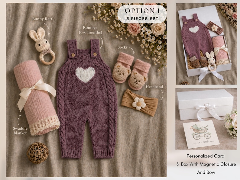 Newborn Girl Gift Box Set, Neutral Pink Bohemian Clothing Collection ...