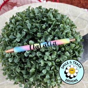 Personalized Pastel Rainbow Glitter Pen | Teacher Gift | Teacher appreciation