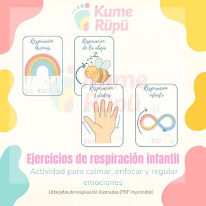 Afdrukbare Mindfulness-kaarten PDF | Activiteit om emoties te kalmeren, te focussen en te reguleren | Ademhalingsoefeningen voor kinderen