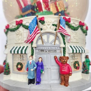 Vintage Lord & Taylor Christmas Snow Globe Musical Light Up Teddy Bear Presents