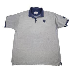 Polo vintage Starter des Yankees de New York, années 90, taille L, bleu et gris, marque MLB Sportswear