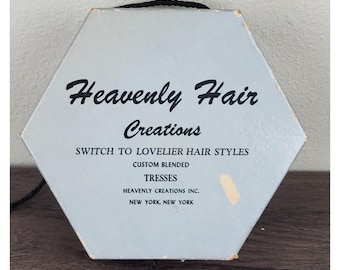 Vintage Heavenly Hair Creations Geflochtenes Dutt Haarteil Set Schwarze Perücke 1960er Jahre