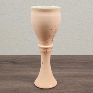 Vintage Studio Pottery Goblet Gesigneerd Shane Schimmel '88 Pink Abstract Drip