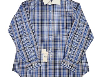 NOS Polo Ralph Lauren Shirt 17 XL Plaid Regent Classic Contrast Collar Hong Kong