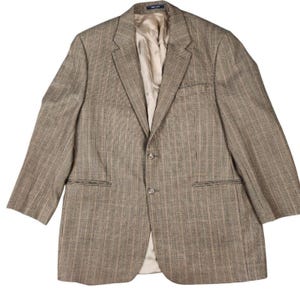VTG Chaps Ralph Lauren Glen Plaid Prince of Wales Blazer 46L Brązowa kurtka wełniana