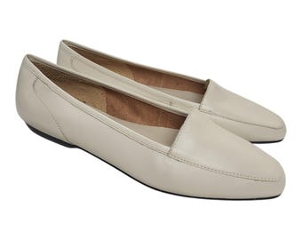 NEU Vintage Partners Lea Leder Loafers Flats 10 M Winter Weiße Schuhe Brasilien