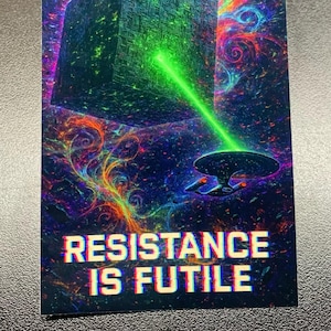 Borg Cube Sticker – “Resistance Is Futile” – Glitchcore Star Trek The Next Generation TNG USS Enterprise Vinyl Decal