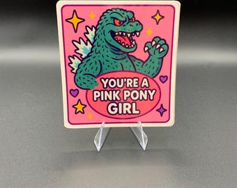 Sticker fille poney rose Godzilla : mème LGBTQ+ inspiré de Chappell Roan