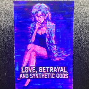 Love, Betrayal, and Synthetic Gods – Ritsuko Akagi Glitchcore Sticker | Evangelion-Inspired Vinyl