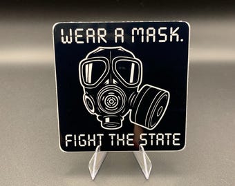 Adesivo di protesta contro la maschera antigas: adesivo in vinile anarchico anti-stato