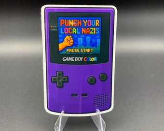 Punch Nazis Game Boy Sticker – Retro Anti-Fascist Pixel Art