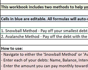 Debt Payoff Tracker Excel Template | Snowball & Avalanche Methods | Digital Debt Snowball Spreadsheet | Financial Planner
