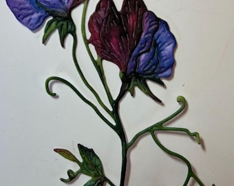 5 sweet peas flowers Paper Die cut, card supplies, scrapbooking, paper crafting, greeting cards, journaling,  flowers
