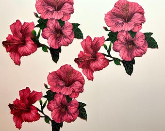 3 flower cluster, Paper Die cut, card supplies, scrapbooking, paper crafting, greeting cards, journaling, flower, pink