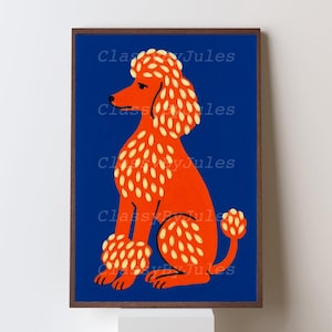 Modern Poodle Wall Art – Bold Printable Dog Illustration, Digital Poodle Poster for Dog Lovers and Pet-Themed Decor