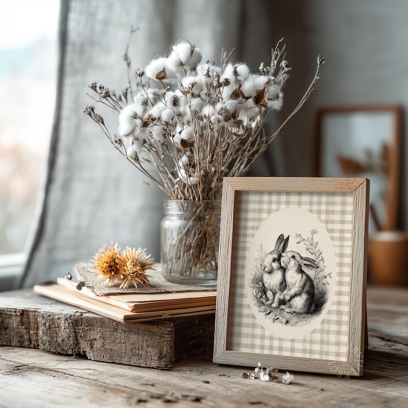 Antique Etching of Vintage Rabbits - Printable Cottagecore Wall Art ...