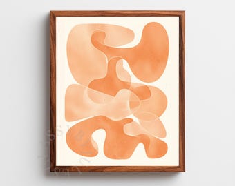 Arte abstracto moderno imprimible: póster de pared minimalista escandinavo, decoración gráfica de mediados de siglo, impresión digital en tonos terracota neutros y melocotón 5