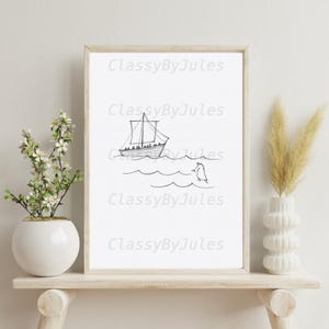 Jezus chodzący po wodzie – minimalistyczny, chrześcijański wydruk ścienny do pobrania cyfrowego – plakat religijny oparty na wierze, historia biblijna