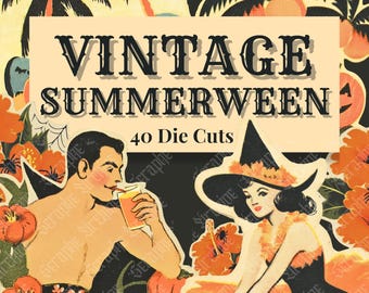 Summerween Clipart PNG Bundle: Retro Halloween Ephemera, Junk Journal Graphics (Digital Download)