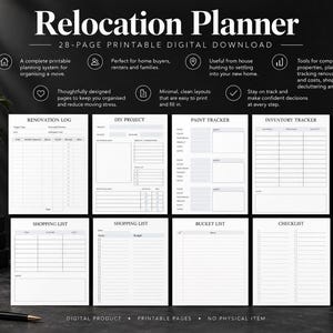 Relocation Planner Printable, Moving Home Organizer, House Hunting, Moving Checklist Digital Download