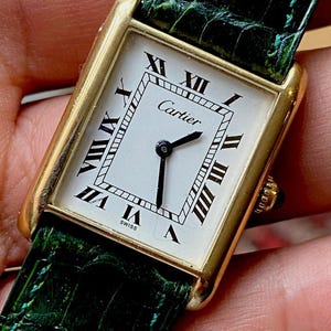 Vintage Cartier Tank Premust Men's Watch LM 24x31mm Manual Wind 18k Electroplated
