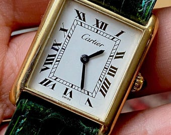 Orologio da uomo Cartier Tank Premust vintage LM 24x31mm a carica manuale, placcato in oro 18 carati