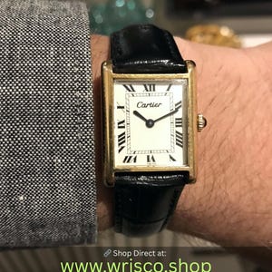 Cartier Tank Pre-Must vintage de 1975 para caballero, oro amarillo de 18 quilates, 23 mm, electrochapado, cuerda manual