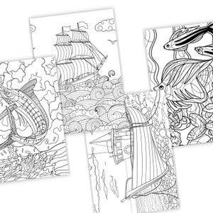 36 High Quality Coloring Pages with Detailed Ocean Odyssey PDF Instant Download + Cover