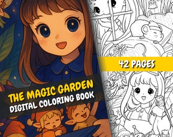 Magic Garden Coloring Book | 42 Detailed Pages | For Adults & Kids | PDF + PNG | Instant Download | Relaxing Cute Detailed Coloring Pages