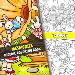 Cute Coloring Book | Mesmerize Relaxing Coloring | 42 Relaxing Cute Pages + Bonus Cover | For Adults & Kids | PDF + PNG | Instant Download