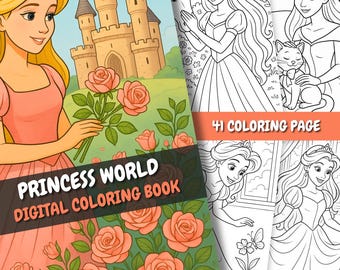 Kleurboek prinses: 41 pagina's sprookjesactiviteit (pdf-download)
