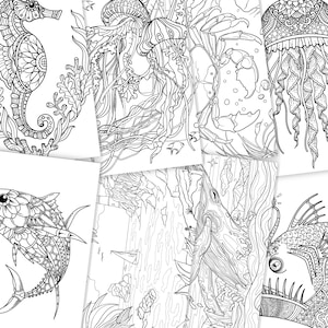 36 High Quality Coloring Pages with Detailed Ocean Odyssey PDF Instant Download + Cover