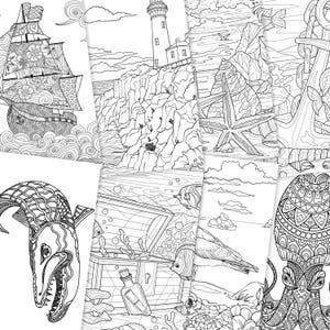 36 High Quality Coloring Pages with Detailed Ocean Odyssey PDF Instant Download + Cover