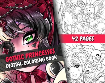 Gothic Princesses Coloring Book: 42 Printable Pages (PDF Download)