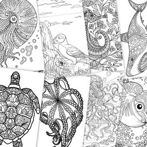 36 High Quality Coloring Pages with Detailed Ocean Odyssey PDF Instant Download + Cover