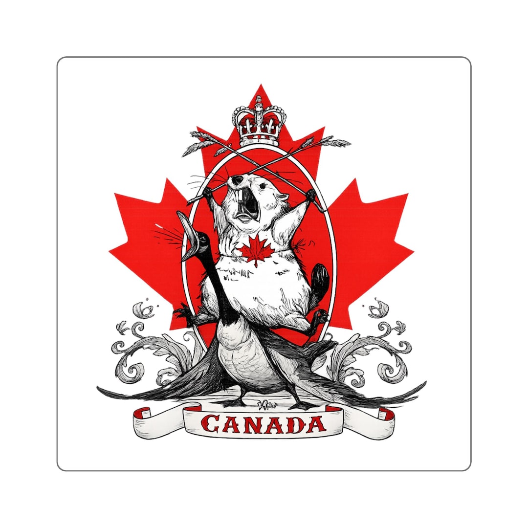Vintage Canada Beaver Goose Sticker | Glossy Vinyl Maple Leaf Decal ...