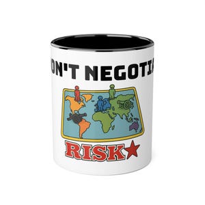 Tasse à café Adventure Risk, tasse de voyage amusante, excellent cadeau pour les joueurs, décoration géographique, passionné de jeux de société à risque, je ne négocie pas