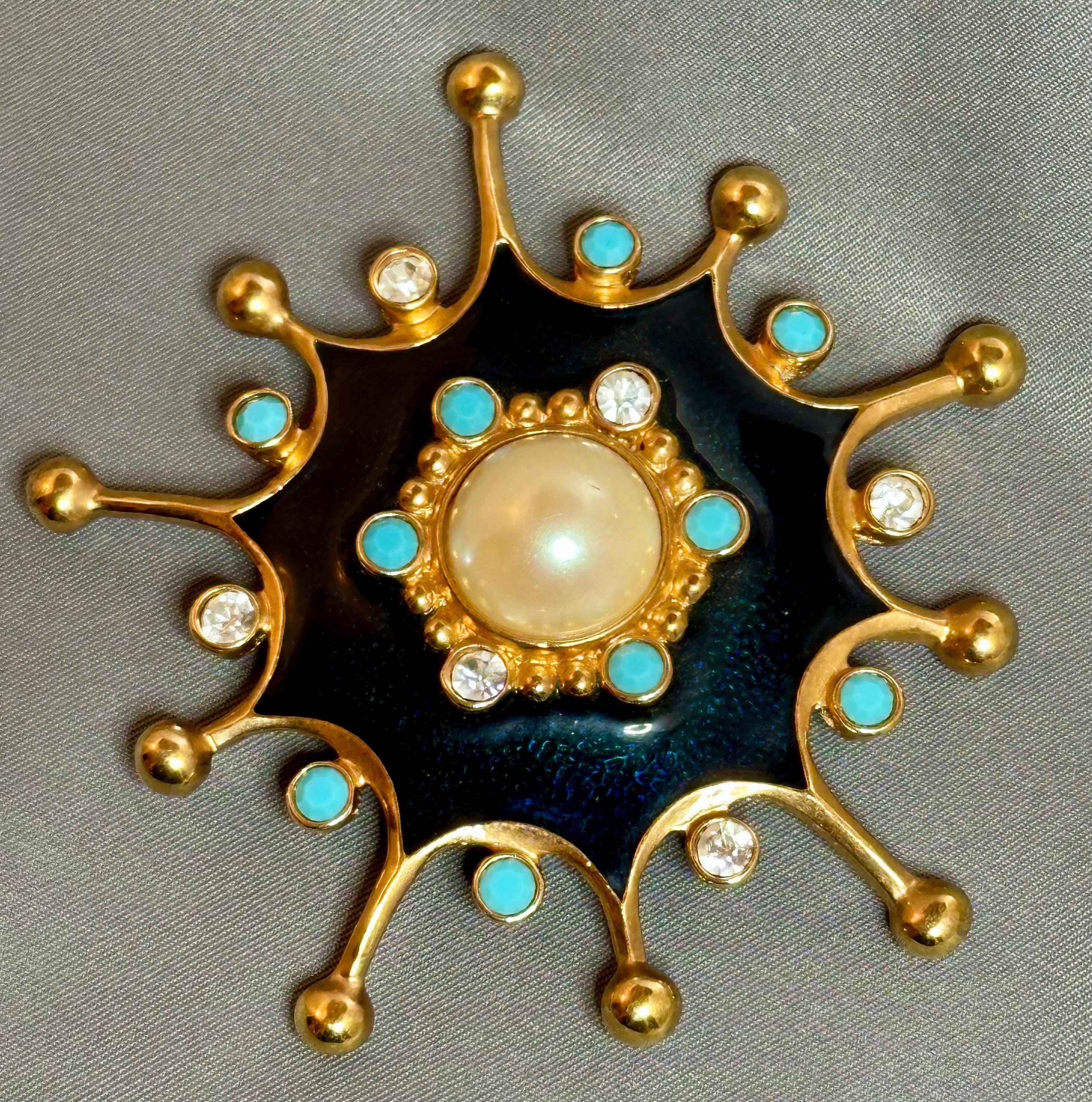 BARRERA ヴィンテージ　ブローチ　天然石　重厚 Barrera Brooch - Etsy