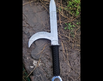 Nóż Nobu Yoshioka Double-Edge Kyoketsu-Shoge|  Replika samuraja ninja ze stali węglowej