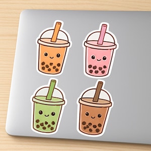 Boba Tea Stickers for Laptop, Phone, Water Bottle, Journals, Scrapbooking, Cute Gifts, Kawaii Decor, Bubble Tea Sticker, Kawaii Stickers
