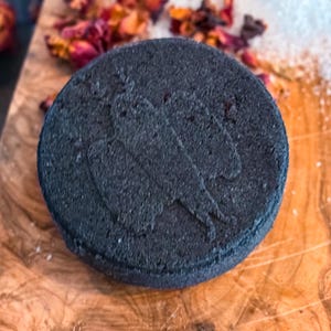 Mothman Cryptid Bath Bomb | Charcoal | Natural, Horror Lover, Gift, Goth, Spooky, Mystical, Clean, Rose, Nature, Handmade, Vegan, Clay