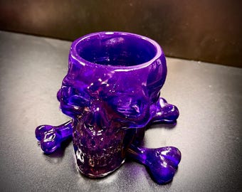 Purple Skull Container – Gothic Decor Cup, Witchy Storage Jar, Halloween Gift, Spooky Bone Pot