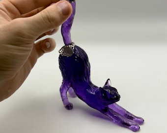 Stretching Cat Ring Holder | Cat Jewelry Stand | Playful Animal Ring Holder | Desk Jewelry Organizer | Gift for Cat Lovers