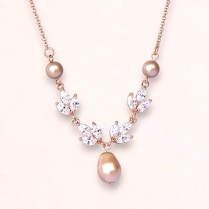 Bridal Necklace, Rose Gold Wedding Necklace, Crystal Necklace, Rose Gold Necklace, Bridal Jewelry, Rose Gold Bridal Jewelry, HAYLEY G