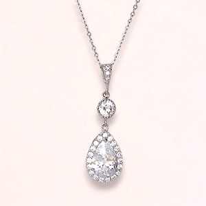 Crystal Bridal Teardrop Necklace, Necklace, Crystal Bridal Necklace, GOLD or SILVER necklace, Bridal Jewelry, Wedding Jewelry, TAMARA 2